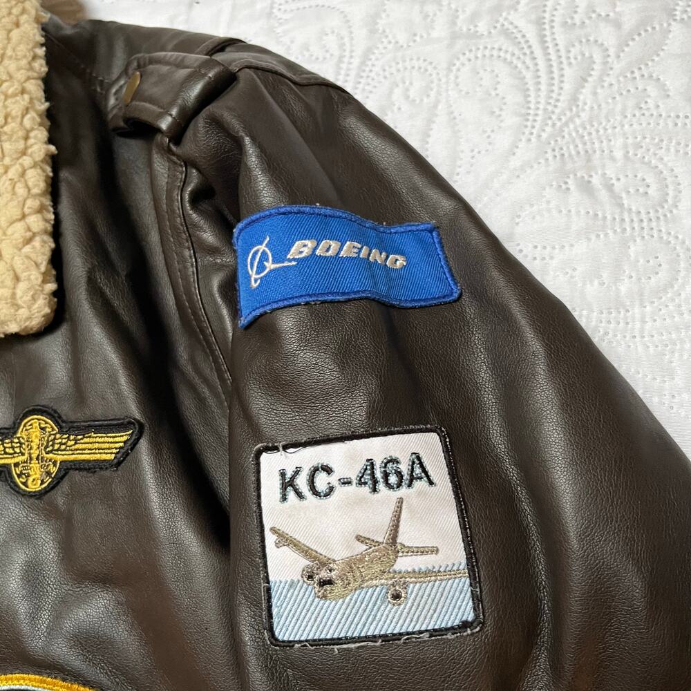 Boeing Classic Aviator Bomber Jacket with Patches Size 14/16 - Picture 7 of 12